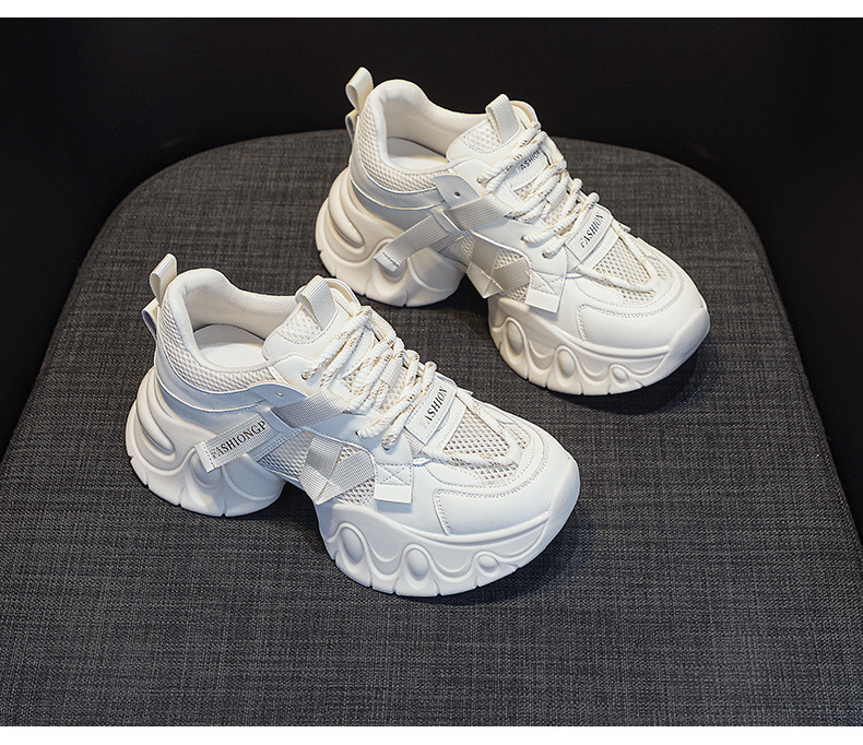 Giày sneaker nữ chunky đế dày tăng chiều cao, lưới thoáng khí, mẫu mới xuân 2025 — M2559 màu be, M2559 màu hồng, M2559 màu đen chi tiết 23