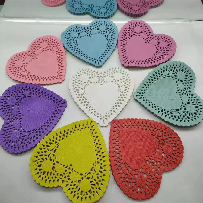Прямые поставки с фабрики: цветная кружевная бумага в форме сердца, 4inch листов, амортизирующая бумага для выпечки, бумага для оформления цветочных композиций на День святого Валентина