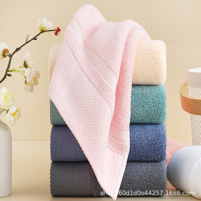 Factory Sales Cotton Face Towels for Adults, Thick, Plain Color, Long Fiber, Gift, Wholesale for Couples