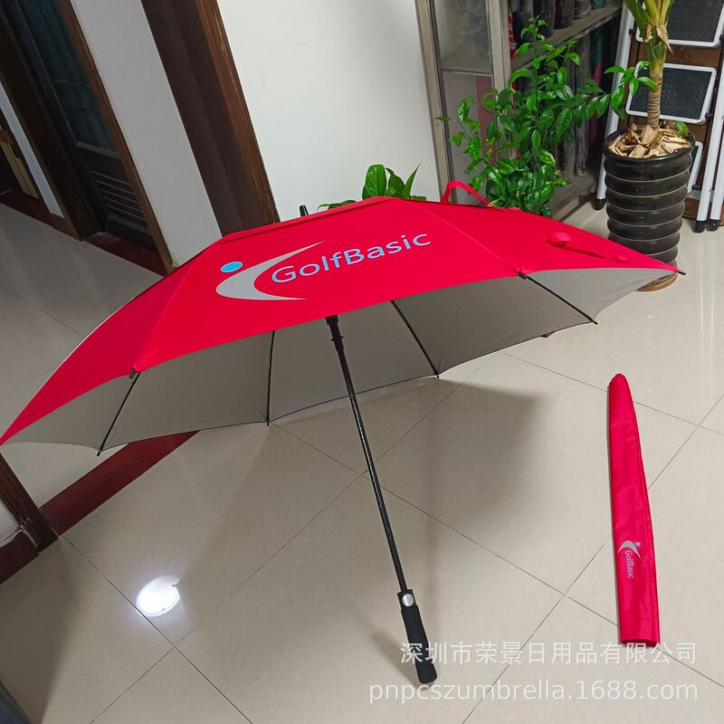 Export India full fiber automatic double-layer breathable labor-saving rainproof sunscreen golf umbrella GolfBasic