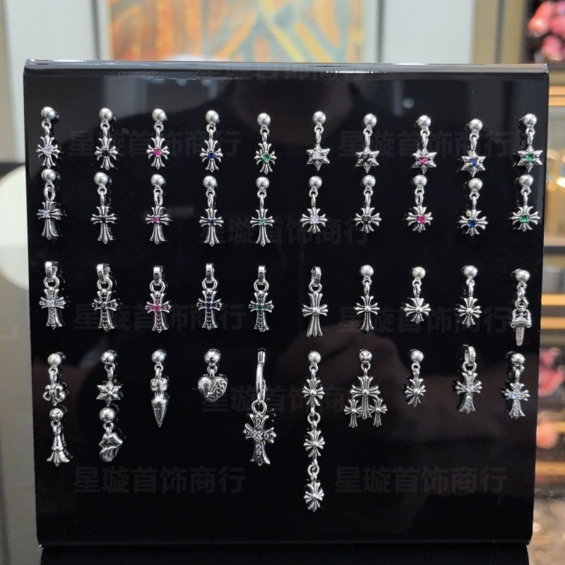 New Cross-Shaped Earrings Ch Earrings with Diamonds and Colored Diamonds for Men and Women, White Copper, Thai Silver, S925 Silver Needle New Cross-Shaped Earrings Ch Earrings with Diamonds and Colored Diamonds for Men and Women, White Copper, Thai Silver, S925 Silver Needle