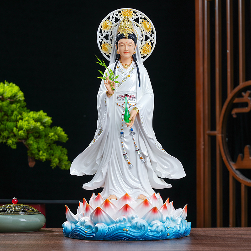 妙善观音娘娘南海观音菩萨树脂佛像供奉观世音佛堂神像家用摆件|undefined
