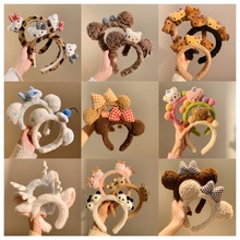 新款毛绒发箍女秋冬发饰可爱兔耳朵发夹头箍洗脸发带儿童发卡头饰