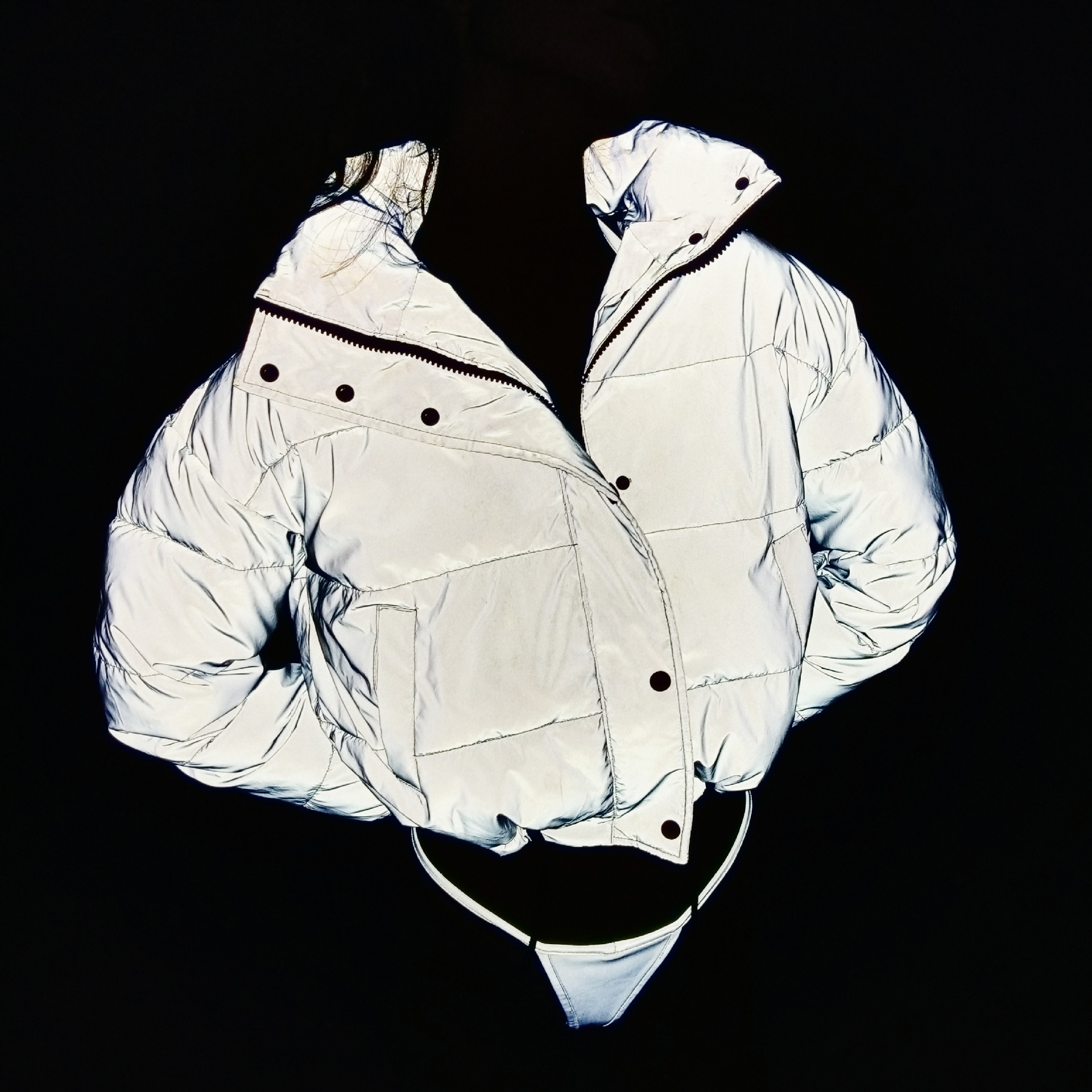 Men's Clothing stand collar reflective cotton coat for women fashion luminous thick cotton coat_voghion.com