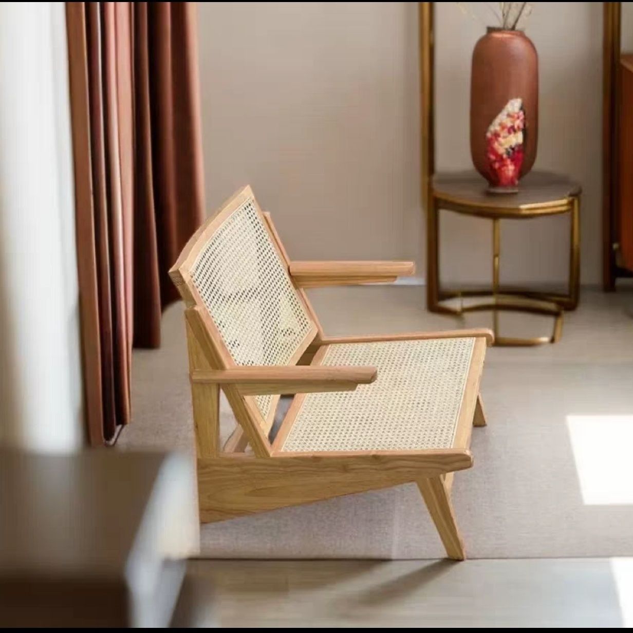 Factoria directa de sillas de madera maciza silla de caña silla de caña silla de caña silla de caña decadente retrógrado diseño de alojamiento único Changdiga image 10