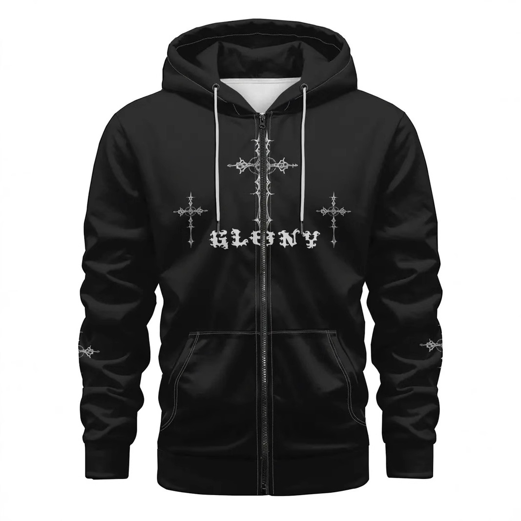 Fábrica al por mayor impresión digital 3D nuevo suéter con capucha chaqueta de suéter de pareja europea y americana serie de calavera MF08