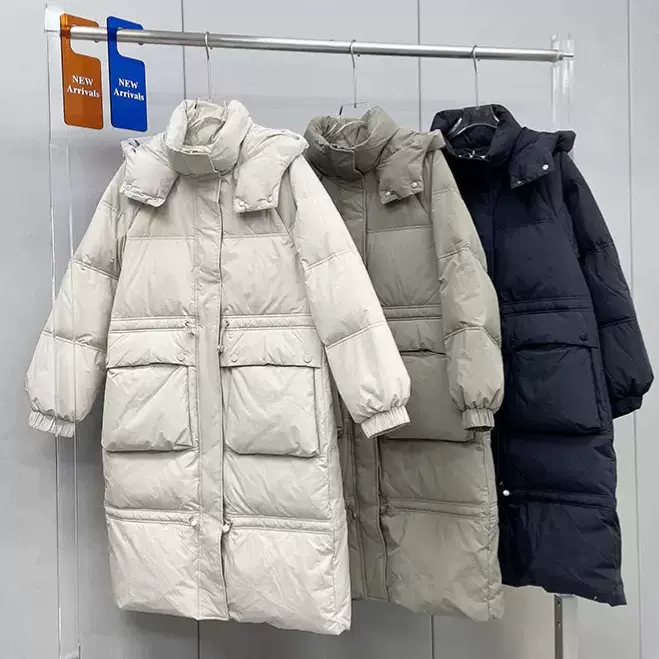 2025冬新款羽绒服女中长款过膝韩版宽松加厚白鸭绒外套品牌女装