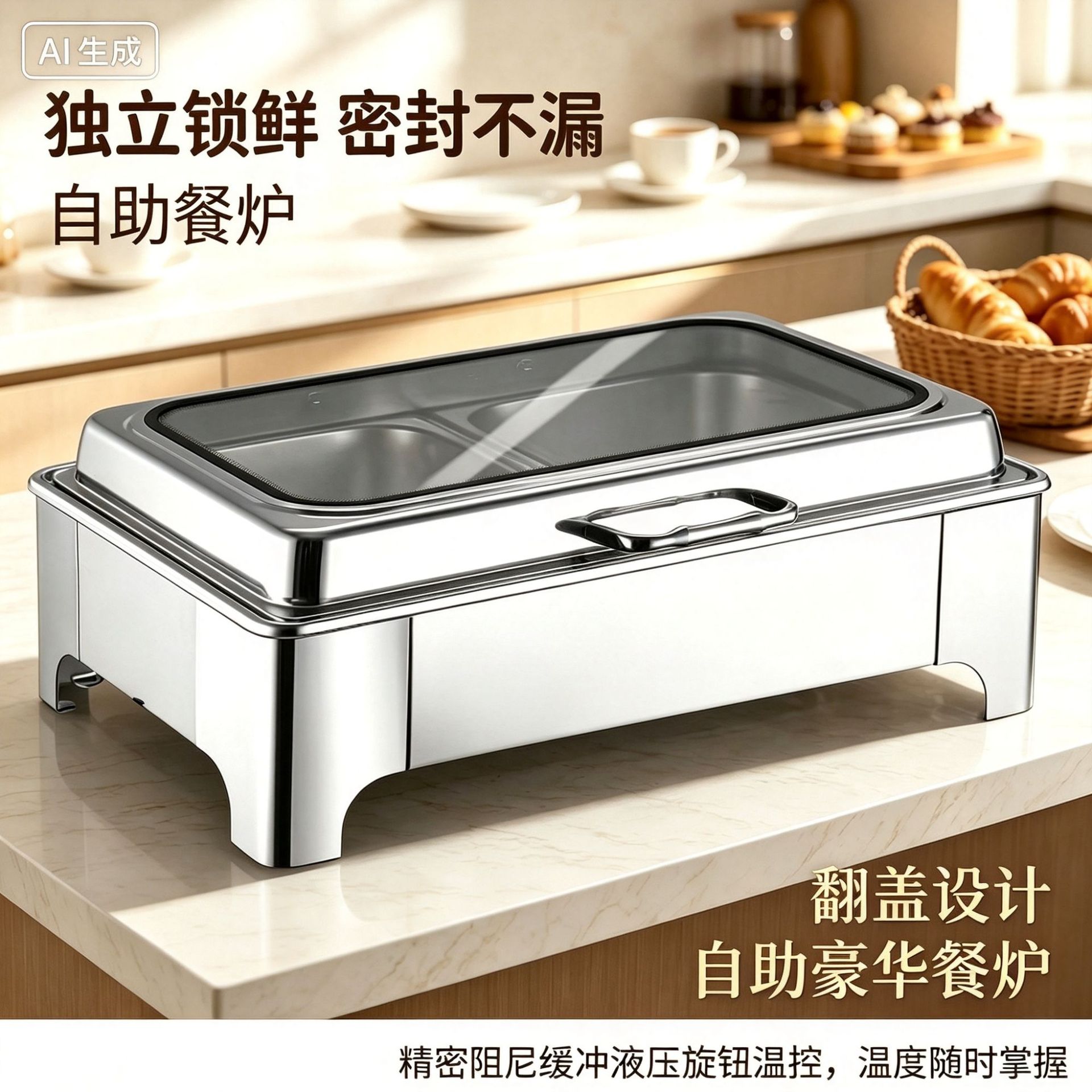 Stainless steel buffet stove, hotel buffet stove, electric heating breakfast stove, commercial dining table, cafeteria, restaurant, and food warming stove