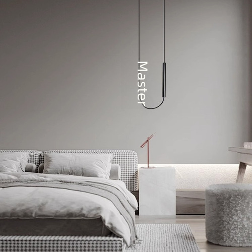 Lighting Fixture for a Light and Luxurious Bedroom, Nordic Minimalist, Popular Glass Pendant Lamp for Study Room, Designed with Linear Decor