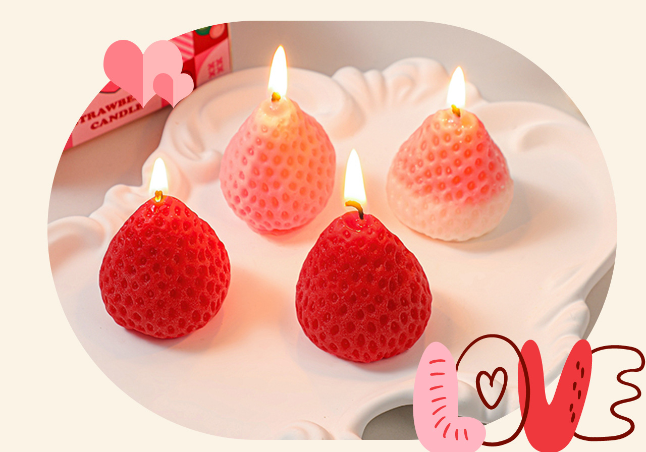 26g Weight Candle Event & Party Supplies 1 Piece, 1 Set Quantity Indoor, Daily Occasion Cute Strawberry Soybean Mixed Wax