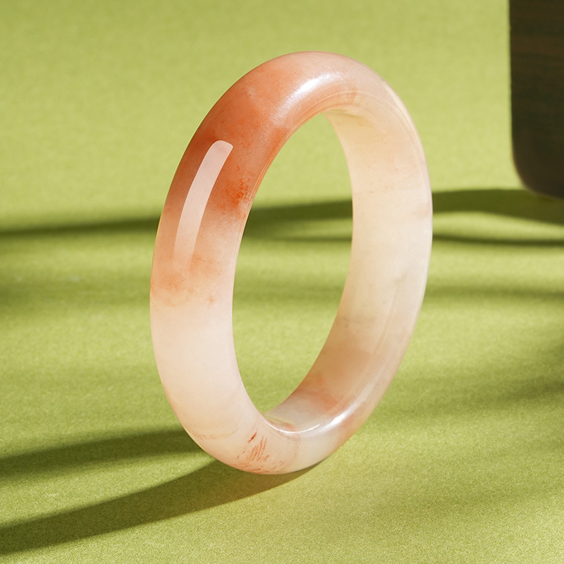 복숭아꽃 천연 골드 제이드 팔찌 제이드 팔찌 제이드 핑크 복숭아 행운 중국 스타일 여자 팔찌 선물