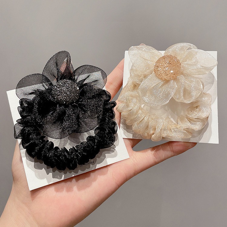 2022 nuevo tocado flor corbata de pelo cuerda de goma tocado banda de pelo Banda de pelo de intestino grueso de alta calidad tela de la flor de las mujeres accesorios para el cabello cuerda