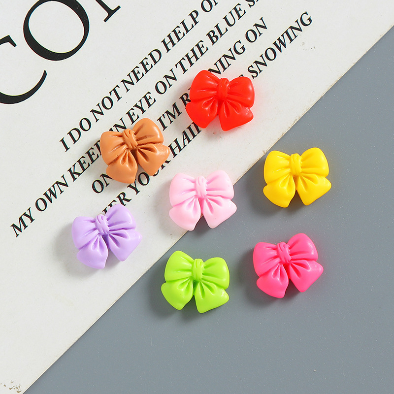 Cartoon small size candy color bow resin accessories handmade diy cream glue phone case hair clip material Cartoon small size candy color bow resin accessories handmade diy cream glue phone case hair clip material