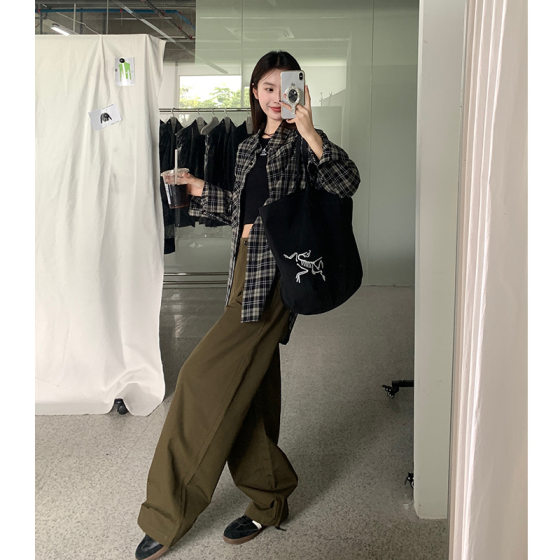 Nantao American Retro Multi-Pocket Casual Pants Women's Autumn New Loose Wide-Leg Machete Pants Design Sense Overalls