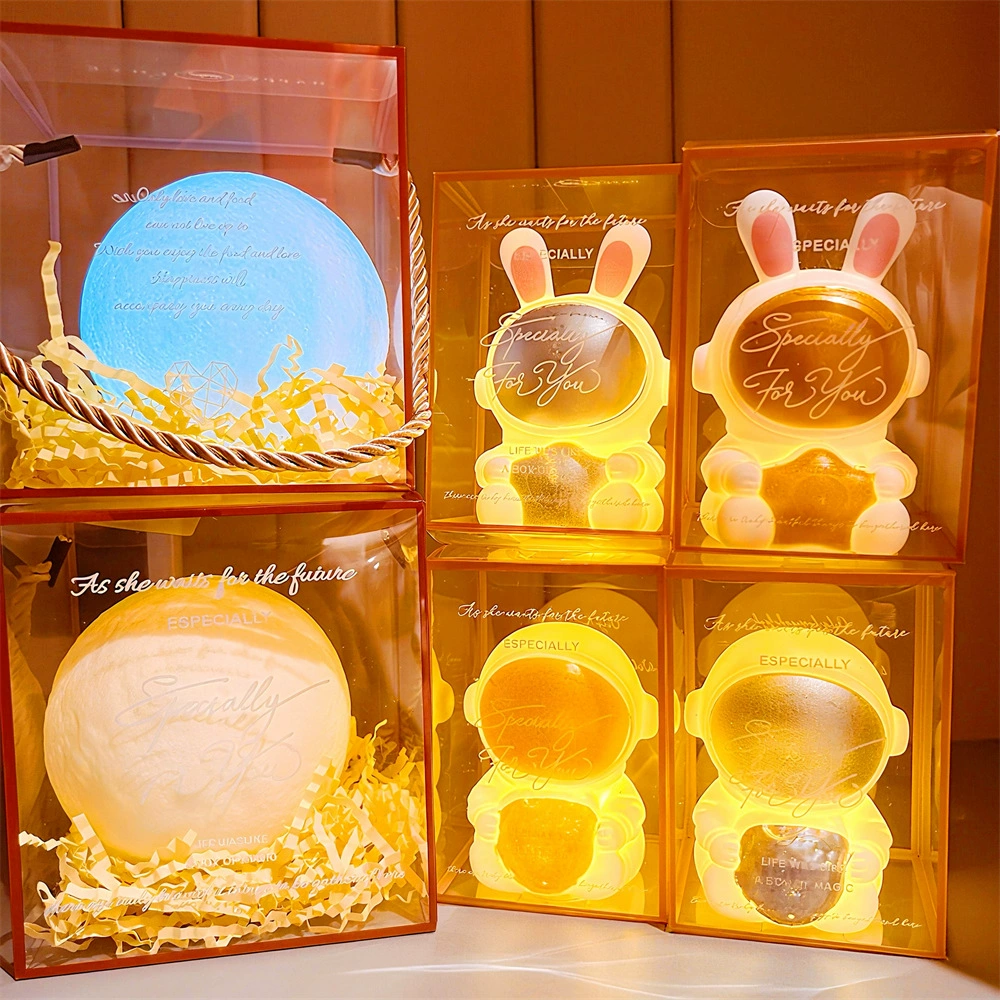 Astronaut night light, space rabbit design, portable warm LED lamp (gift box options)