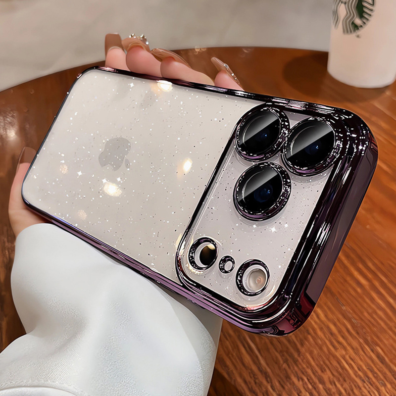 适用iPhone17PROMAX手机壳PC硬壳苹果17电镀闪粉全包防摔保护套16|undefined