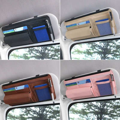 Case Cosmetics Bag Leather Car Glasses Clip/Bill Clip