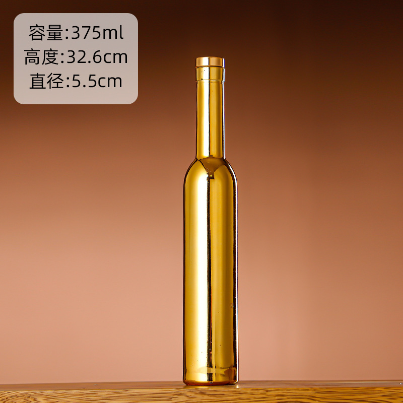 Galvanoplastia botella de vino de vidrio vodka botella de hielo botella de bebida de gama alta botella de vino extranjero botella de vino tinto chapado en oro botella vacía al por mayor