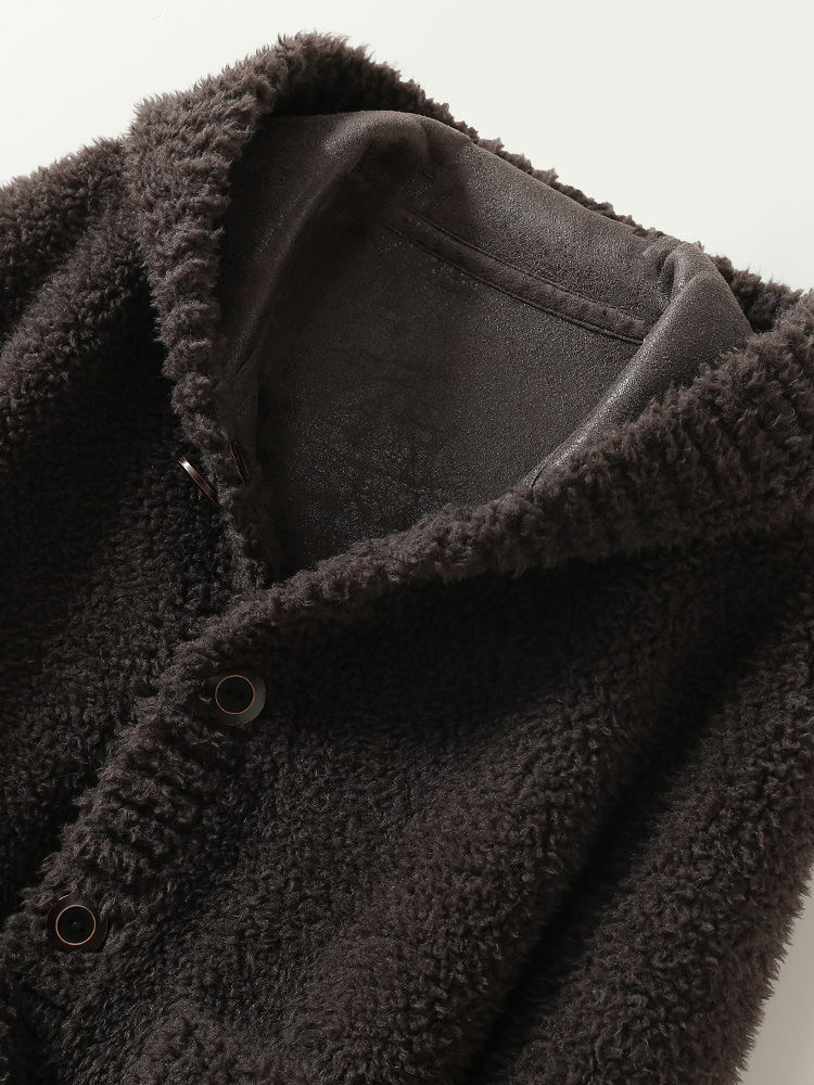 2025 nuevo chaqueta corta de moda coreana de moda de invierno y otoño con piel de hombre con capuzas