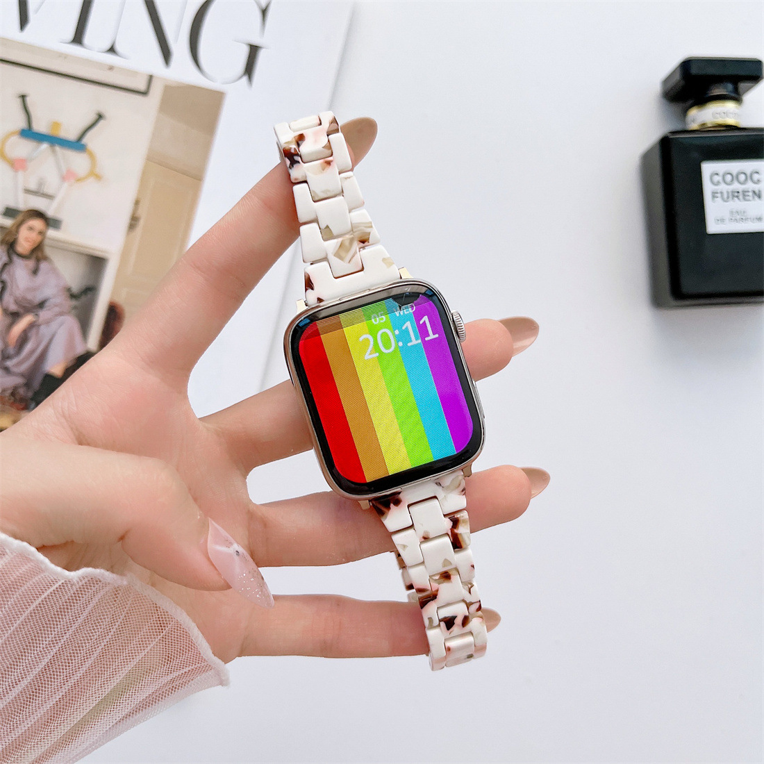 40g Weight Apple watch watchband Classification Resin Material Multicolor, Solid Color Pattern Casual, Retro Style Casual Retro Multicolor Solid Color Apple Watch Watchband 16