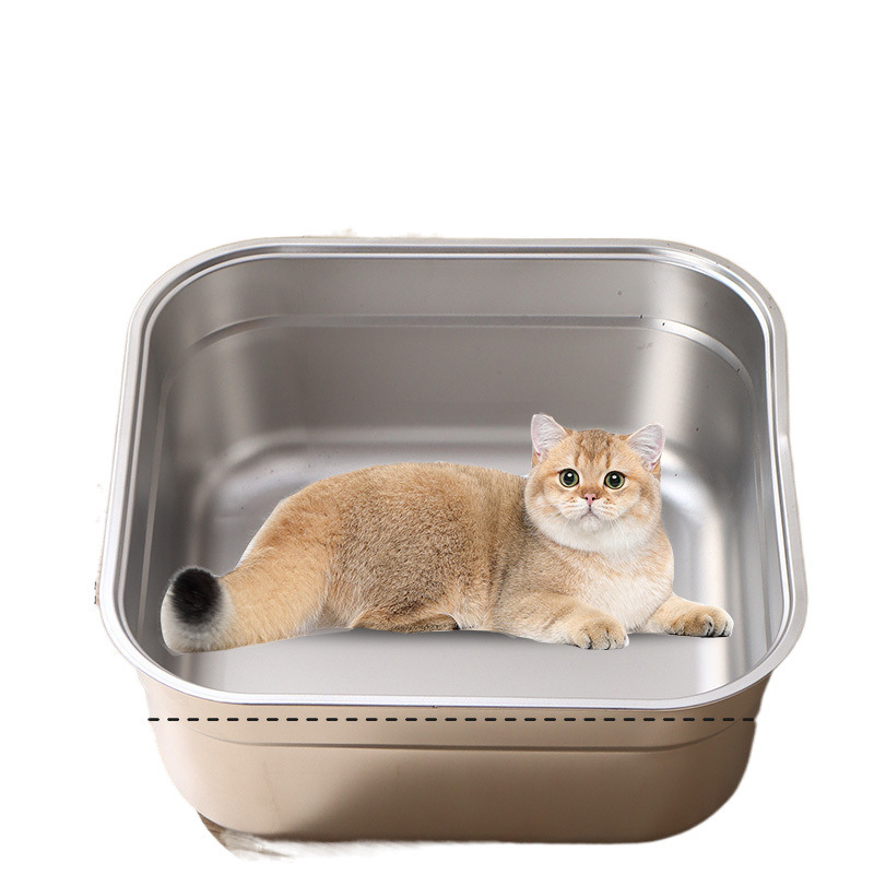 ステンレス製の家庭用特大猫トイレ、高さのある猫トイレ、飛沫防止、お手入れ簡単、猫専用製品|undefined