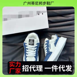 原标广州货欧洲站新款头层牛皮系带厚底面包休闲板鞋男鞋