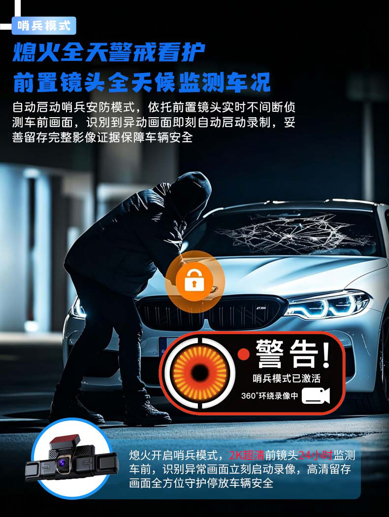 Cross-border 4G version real-time remote visual intelligent co-driving four-camera 2K dashcam for sentinel fleet management