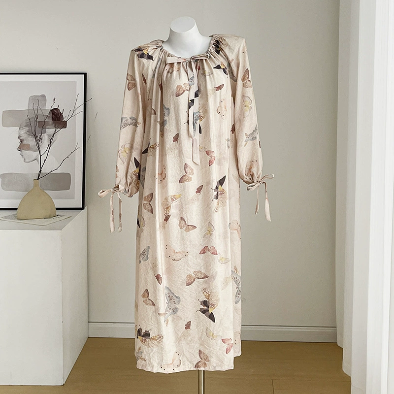 Ретро фея бабочка с принтом хлопчатобумажная ночная юбка новый китайский стиль свободное платье платье для дома длинная юбка пижама