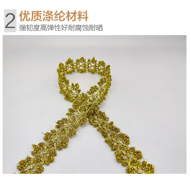 Oro y plata accesorios de encaje de seda estilo étnico al por mayor DIY Ropa de baile lentejuelas coloridas en forma de S de oro y plata pequeña cinta curva