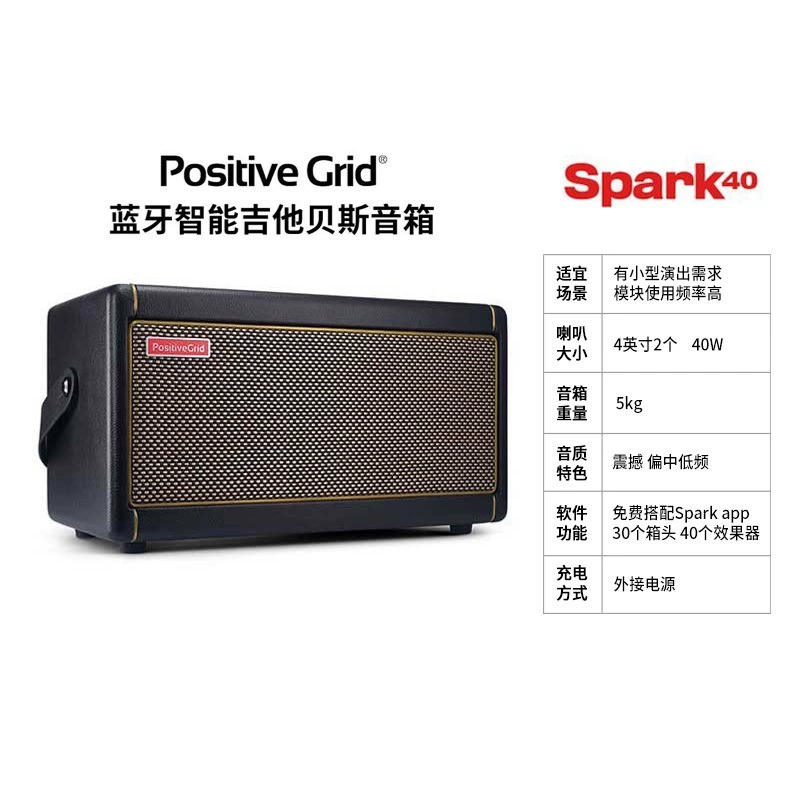 Зарядная Bluetooth-колонка PositiveGrid Spark Mini 40 для бас-гитары и записи звука с баса