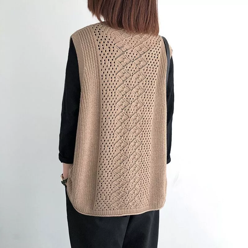 Knitted sweater, summer vest, plus size, oversize, V-neckline