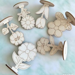 涂鸦立牌DIY手工涂色玩具幼儿园早教材料包木质白坯立体花朵摆件