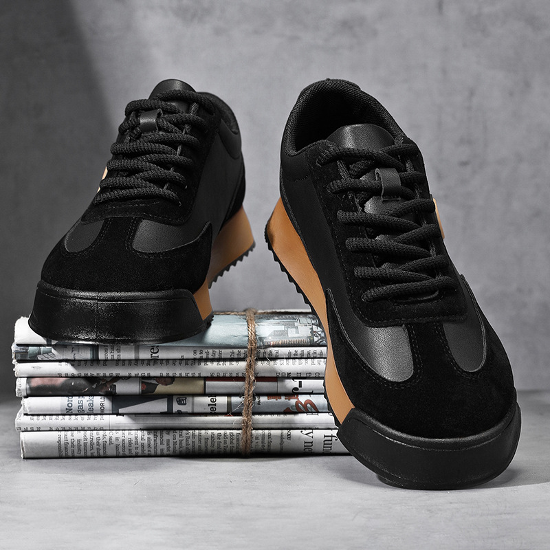 2026 New Men's Shoes, Large Size, Thick-Soled, Trendy, Sporty, Casual, Leather, Non-Slip, Forrest Gump Shoes_vogvips.com