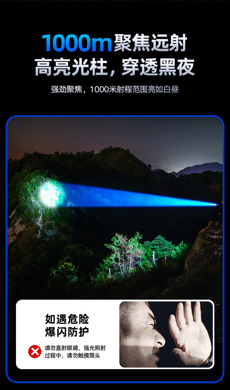 Philips (Philips) Flashlight with Strong Light, Multi-Function, Outdoor Telescopic Zoom, High-Brightness Lighting Sfl8168