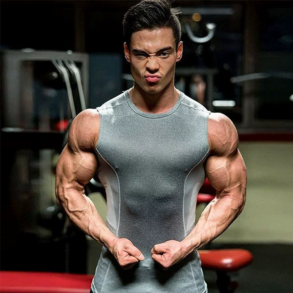European and American summer fitness vest men's quick-drying wide shoulder training high elastic sleeveless T-shirt sports waistcoat tights