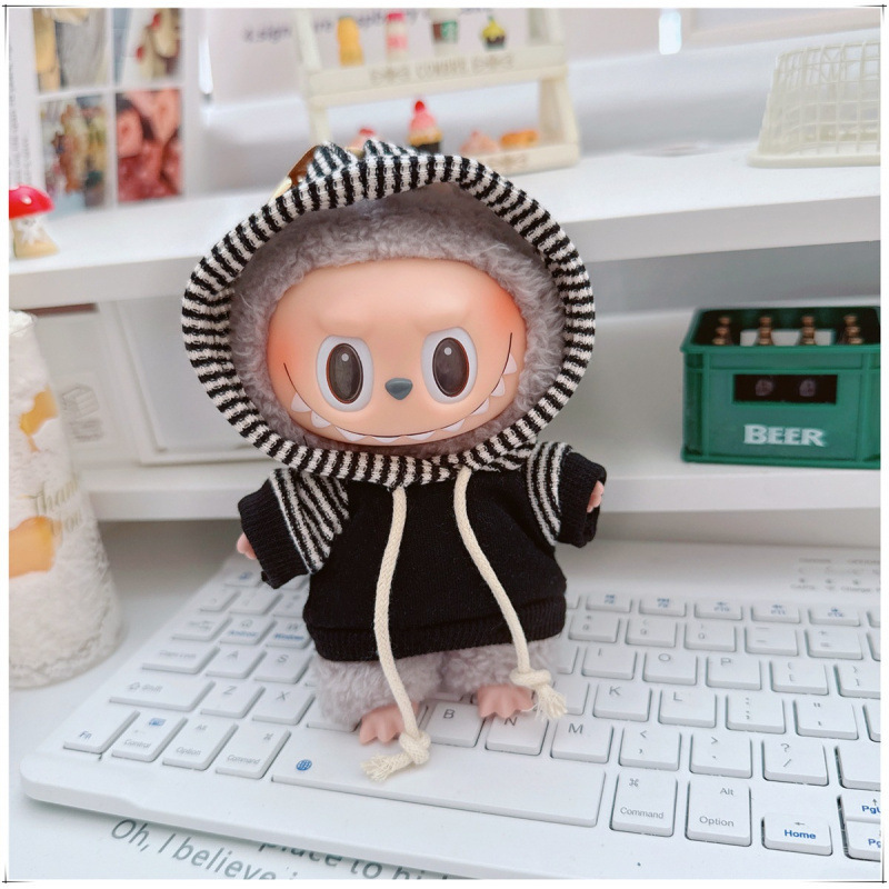 labubu ベビー服 Labubu 第一世代第二世代第三世代 10 センチメートル綿人形黒と白グレートレンディなスウェットシャツパーカーパンツ|undefined