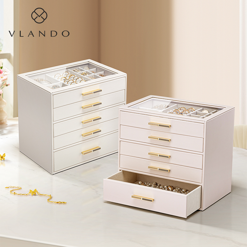 Cross-Border Multi-Layer Tempered Glass Jewelry Box, Extra-Large Capacity, Anti-Oxidation, Special Jewelry Storage Box for Necklaces and Accessories