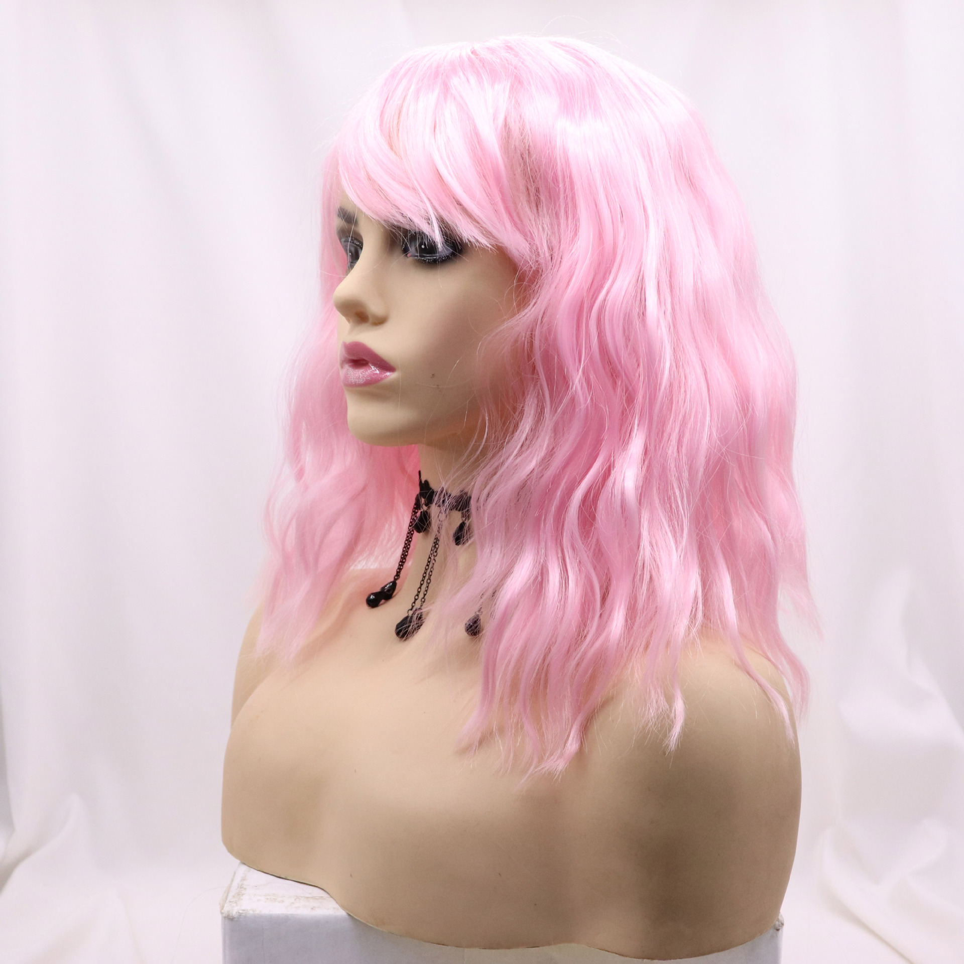 Comercio exterior Europa y América moda fibra química pelucas mujeres blancas de cabello largo recto de seda de alta temperatura cubierta de cabeza al por mayor SK003