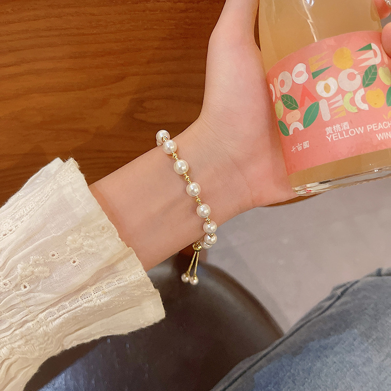 Ins風真珠ブレスレット女子レトロ小衆気質ビーズ手串高級感カップルの親友手飾り卸売り|undefined
