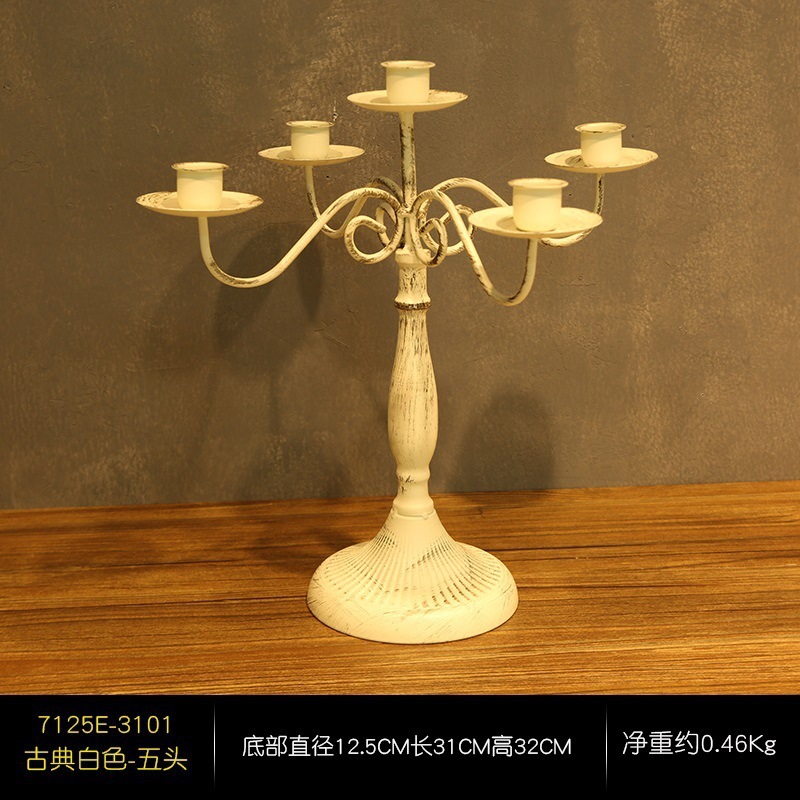 Vela de cumpleaños con luz de vela francesa medieval accesorios de decoración romántica casa retro luz de vela europea soporte de mesa de candelabro de hierro forjado