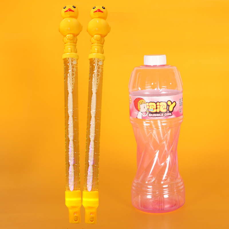 Máquina de burbujas en forma de patito amarillo – varita de burbujas recargable con líquido, juguete infantil al por mayor