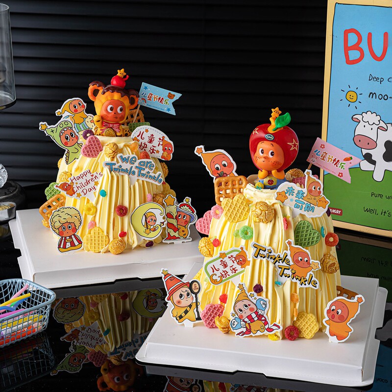 Trendy Apple Pudding Star Cake Decoration Ornaments Happy Children's Day Holiday Party Dessert Toppers Trendy Apple Pudding Star Cake Decoration Ornaments Happy Children's Day Holiday Party Dessert Toppers