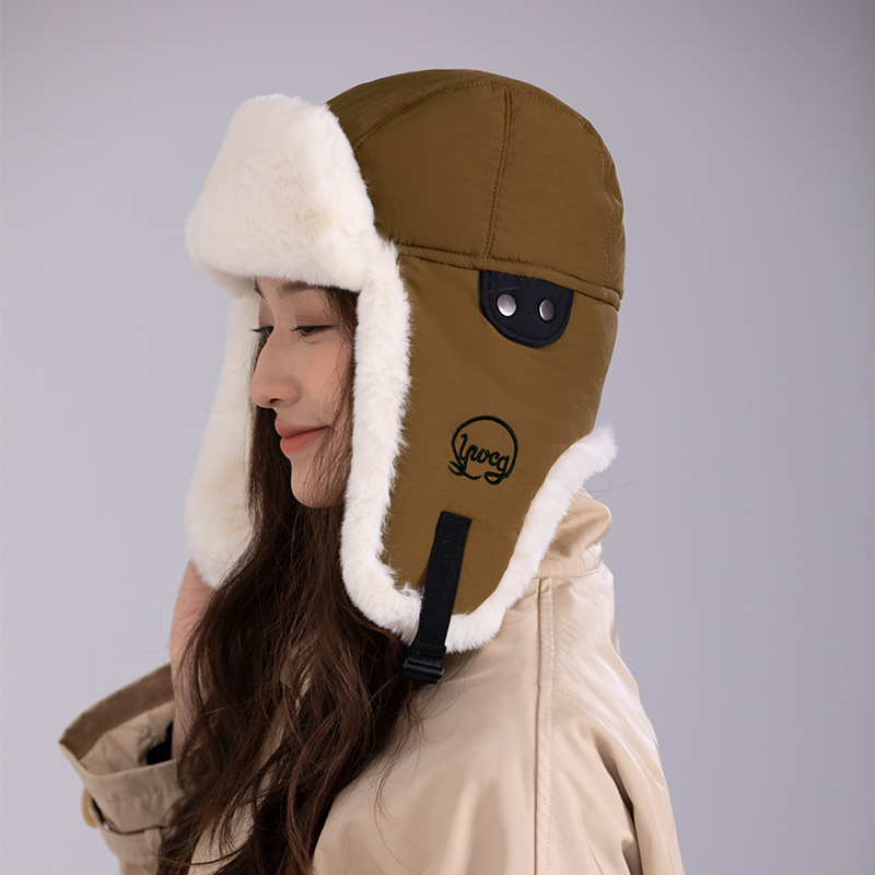 Lei Feng Sombrero estilo coreano hombres y mujeres otoño e invierno al aire libre cálido sombrero de algodón a prueba de frío bufanda integrada tres en uno invierno sombrero a prueba de viento