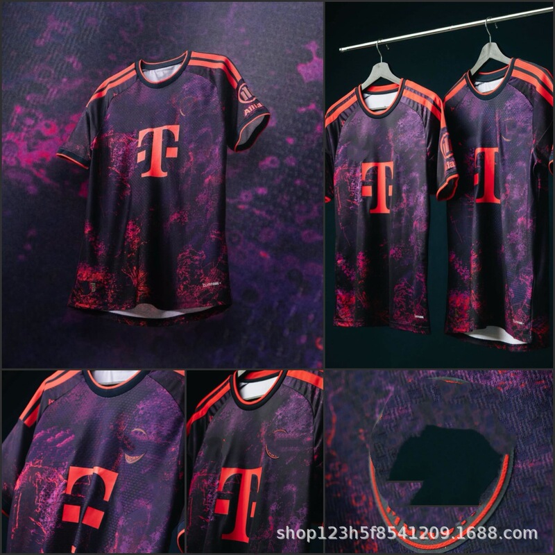 26-27 season fan jerseys of Bayern, Barcelona, Japan, Aston Villa, Newcastle, Liverpool FC, Inter Milan, and Corinthians