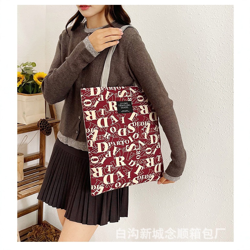 印花手提包韩版补课袋文艺帆布批发新款跨境帆布包大容量单肩女包