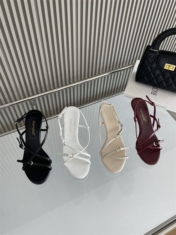 Miu Spring and Summer New Simple No Tired Feet Women's Round Head Cross Strap High Heeled Sandals Thin Belt Buckle Fairy Style Miu Spring and Summer New Simple No Tired Feet Women's Round Head Cross Strap High Heeled Sandals Thin Belt Buckle Fairy Style