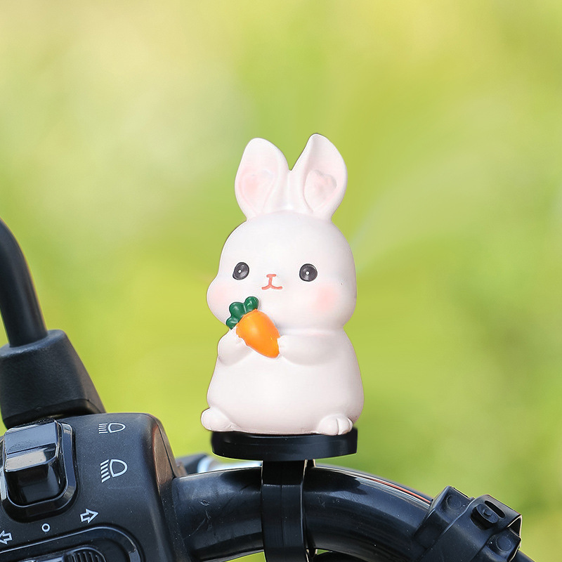 Cute Little Rabbit Electric Car Ornaments Small Glutinous Rice Rabbit Car Ornaments Bicycle Riding Decoration Baby Car Ornaments