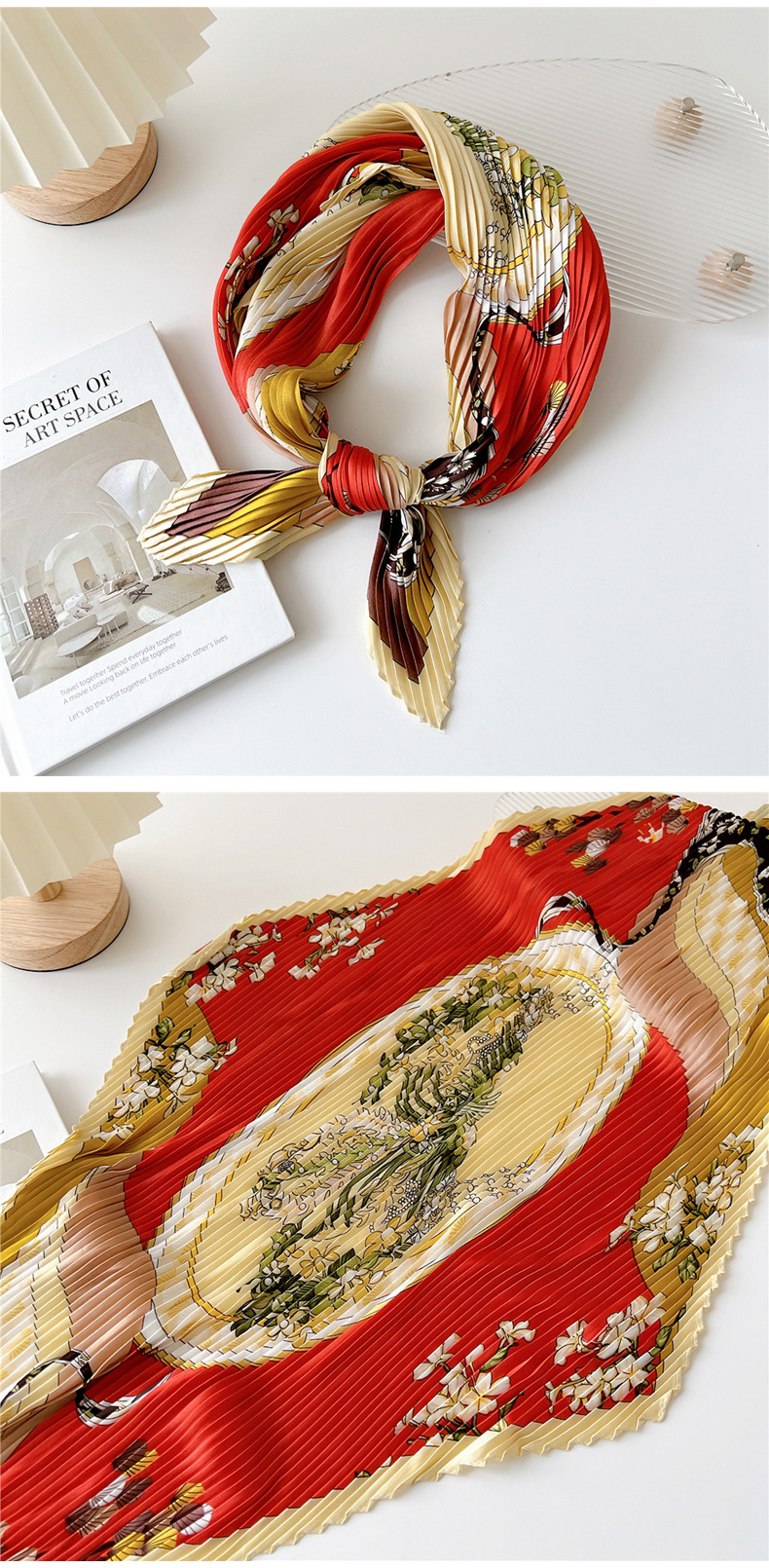 Women's Simple Style Color Block Flower Polyester Printing Scarf display picture 2
