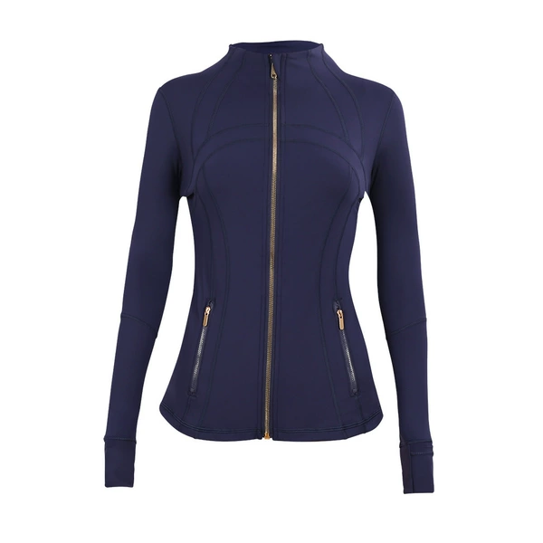 Midnight blue and gold DF stand collar jacket