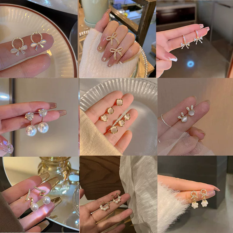 Серебряные серьги с иглой, серебро 925, акценты циркония и кошачий глаз, микроинlay, лёгкие 0.008 кг